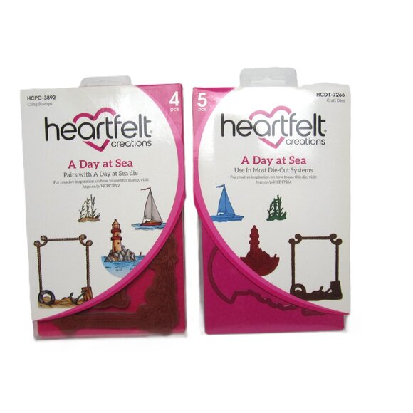 Heartfelt Creations A Day at Sea Craft Dies & Cling Stamps Ocean Lighthouse Rope - Picture 1 of 5